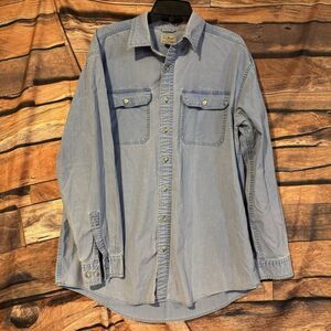 L.L.Bean Men's Sunwashed Canvas Shirt Traditional Fit Large Tall Blue LS Button